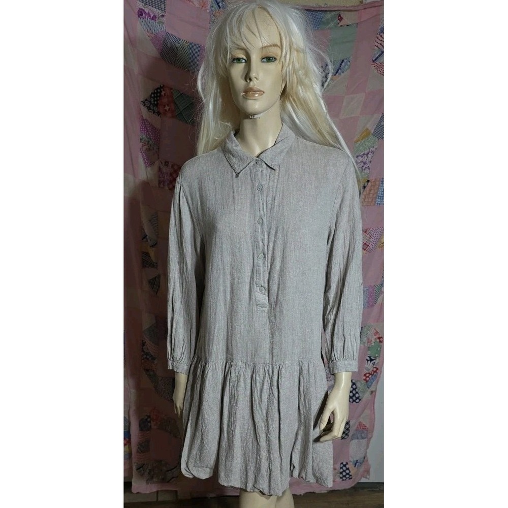 Cynthia Rowley Womens Dress Medium Linen Blend Tunic Drop Waist Bubble Hem